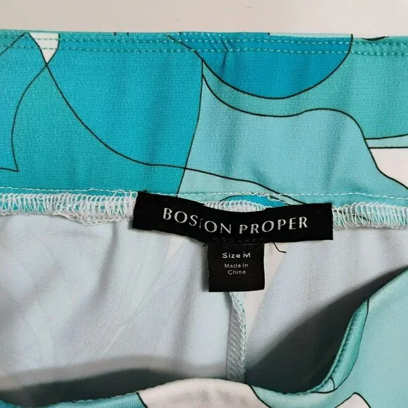 Boston Proper Womens Blue & White Abstract Floral Print Palazzo Pants Size M - Picture 2 of 4